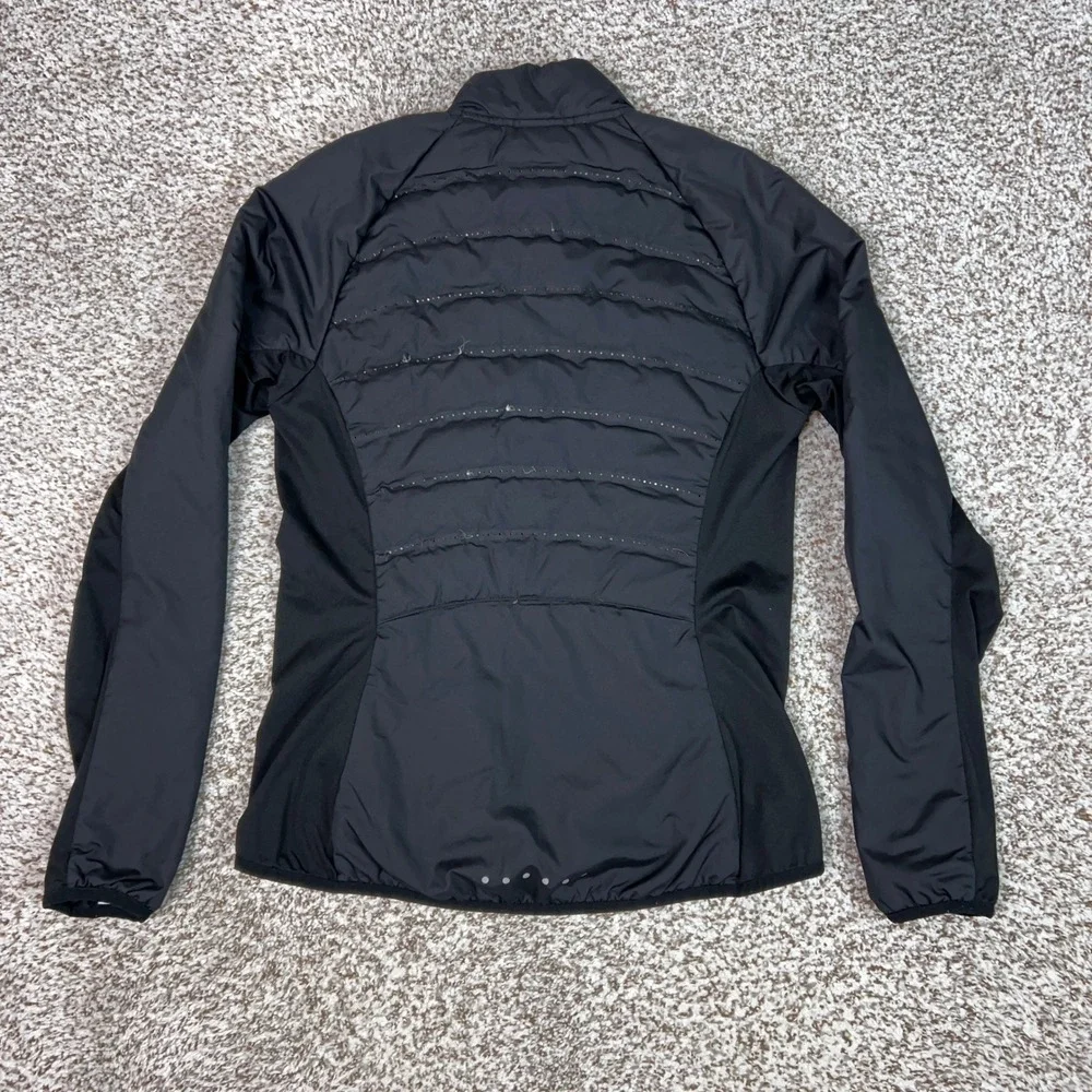 Nike Jacket Womens Small Black Aeroloft Down 800 Running Full Zip Reflective Top